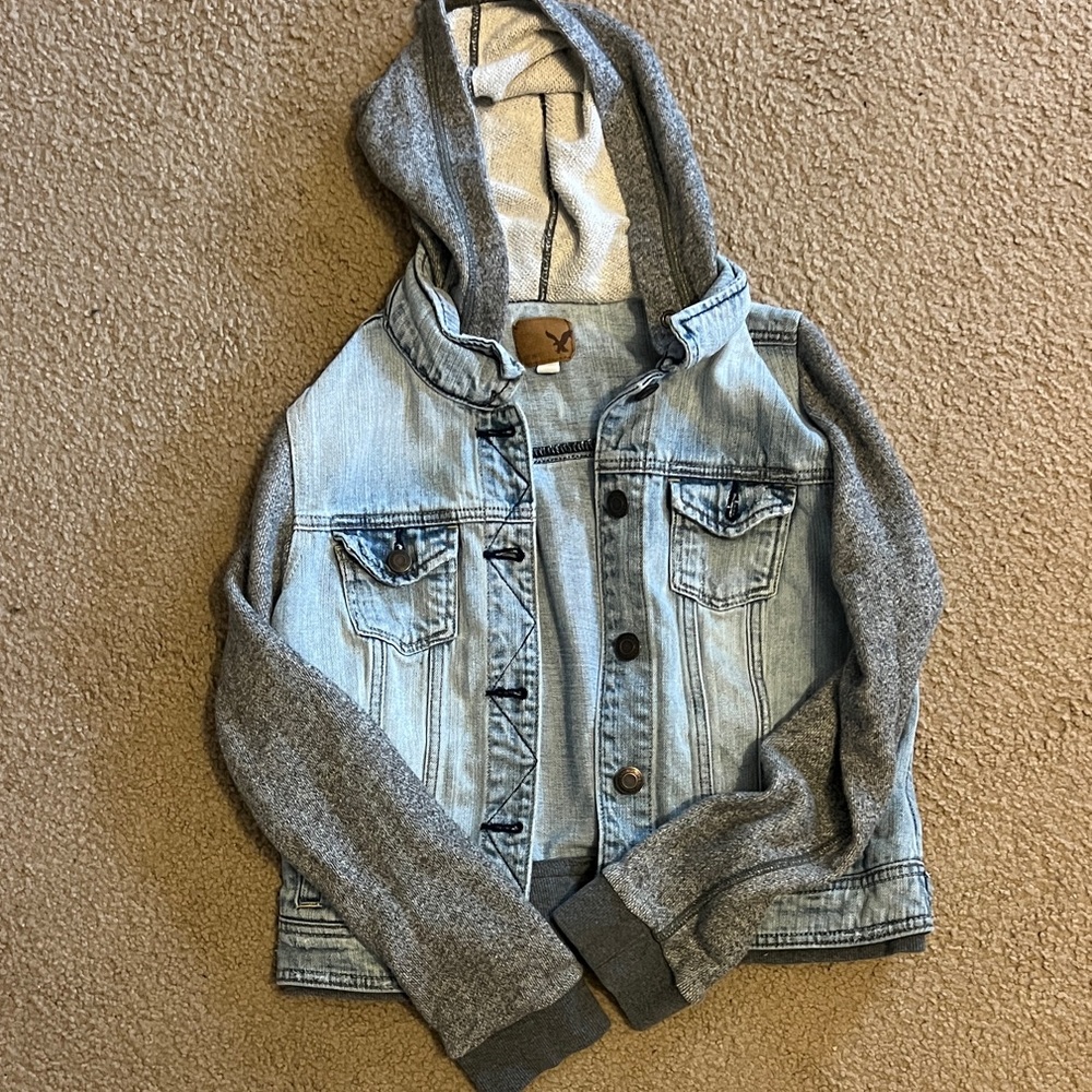American Eagle denim and Gray Hooded Jacket